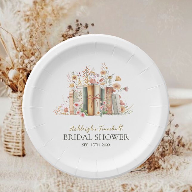 Book Theme New Chapter Bridal Shower Party Paper Plates (Creator Uploaded)
