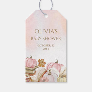 Book Theme Pink Pumpkin Baby Shower Favor Gift Tags