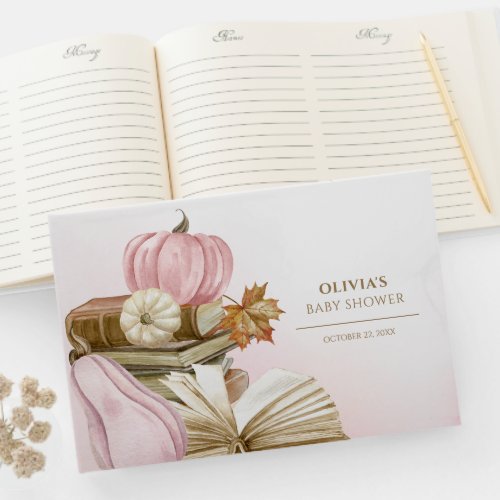 Book Theme Pink Pumpkin Baby Shower Guest Book