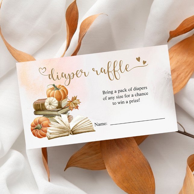 Book Theme Pumpkin Baby Shower Diaper Raffle Card (Creator Uploaded)