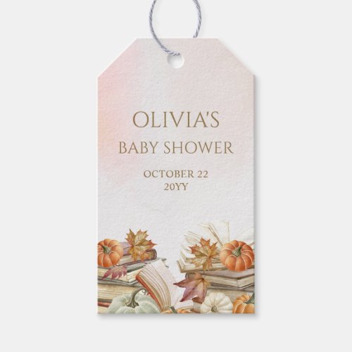 Book Theme Pumpkin Fall Baby Shower Favor Gift Tags