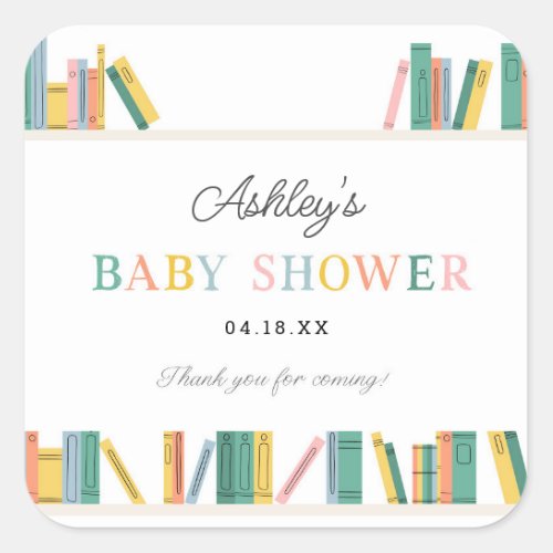 Book Theme Storybook Baby Shower  Square Sticker