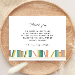 Book Theme Storybook Baby Shower Thank You Card