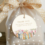 Book Theme Thank You Favor Tags<br><div class="desc">Express your gratitude in style with our "Wildflower and Books" thank you favor tags. Each tag is beautifully designed with handpainted watercolor illustrations of books and wildflowers, rendered in the collection's signature soft hues and set against a sophisticated ivory backdrop. Enhanced with a retro vintage typewriter font and trendy hand-lettered...</div>