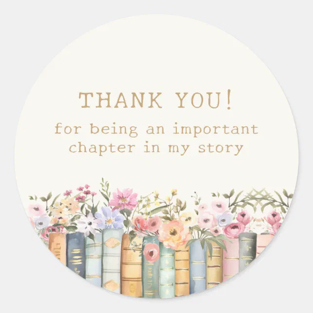 Book Theme Thank You Stickers | Zazzle