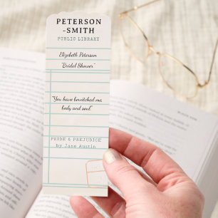 Book Theme Vintage Library Bridal Shower Favor Bookmarks