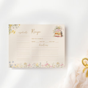 Book Theme Wildflower Bridal Shower Recipe Card