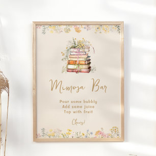 Book Theme Wildflowers Bridal Shower Mimosa Bar Poster
