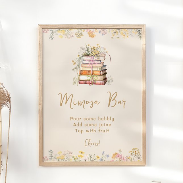 Book Theme Wildflowers Bridal Shower Mimosa Bar Poster (Creator Uploaded)