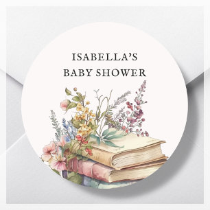 Book Themed Baby Shower Favor Classic Round Sticker