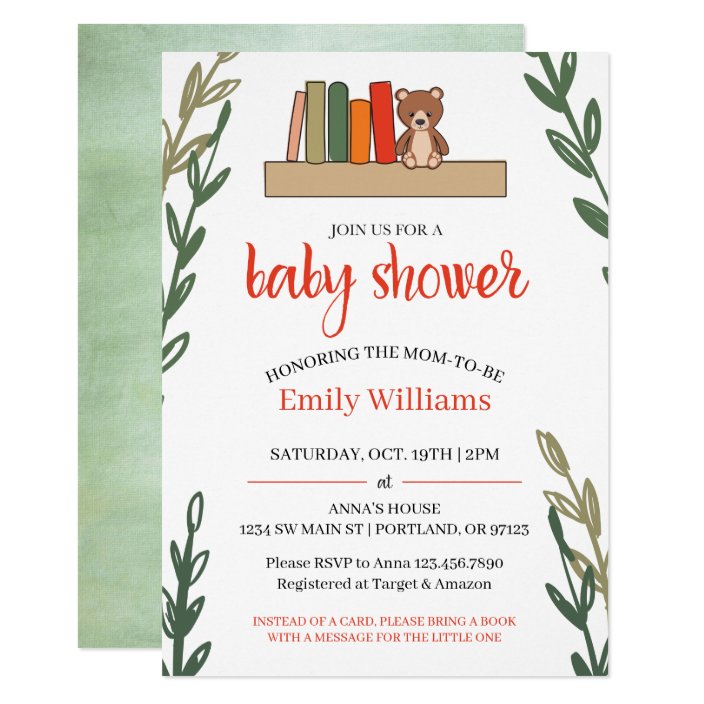 book themed baby shower invitation  zazzle