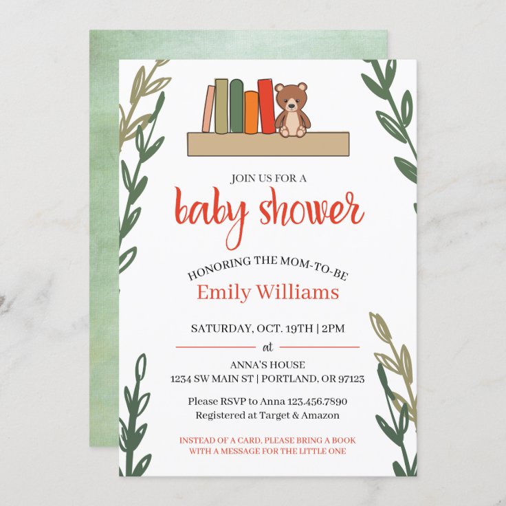 Book Themed Baby Shower Invitation Zazzle