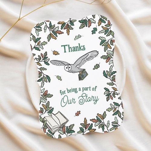 Book Themed Baby Shower Owl Thank You  Card