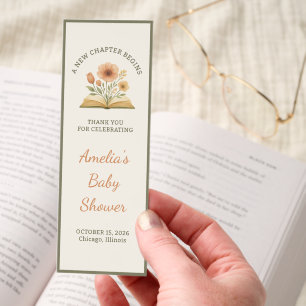 Book Themed Baby Shower Vintage Floral Thank You Bookmarks