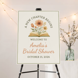 Book Themed Bridal Shower Floral Welcome Sign