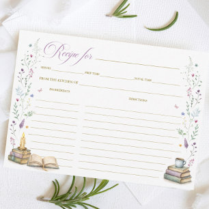 Book themed Bridal Shower Recipe Card