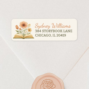 Book Themed Bridal Shower - Watercolor Floral Label