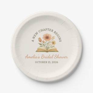 Book Themed Bridal Shower - Watercolor Floral Paper Plates