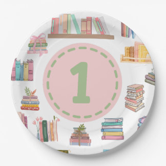 Book Themed First Birthday Plate 