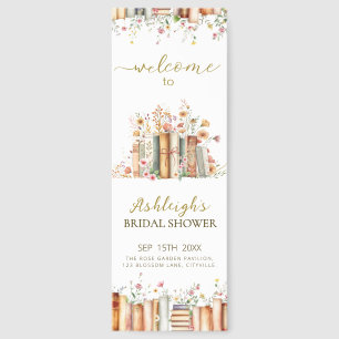 Book-Themed Floral Bridal Shower Welcome Sign Bookmarks