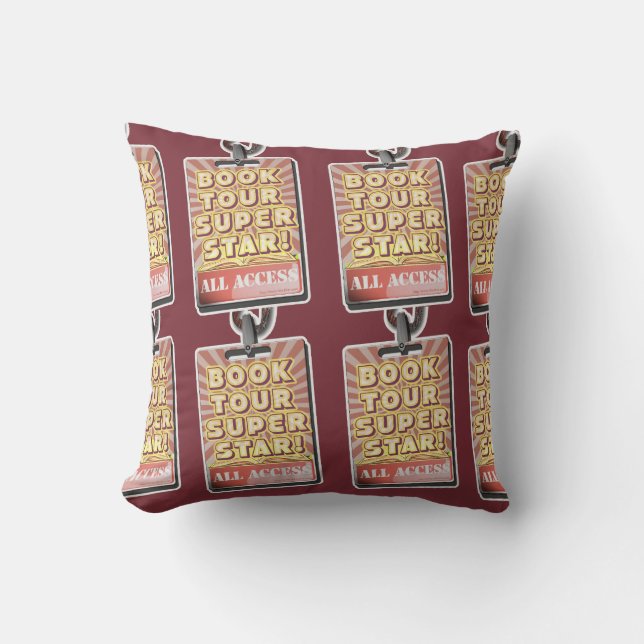 Book Tour Superstar Fun Author Design Throw Pillow (Front)