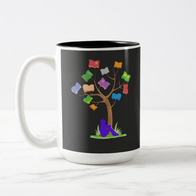 Book Tree Library Two-Tone Coffee Mug (Left)