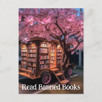 Book Wagon Read Banned Books Postcard by angelandspot at Zazzle