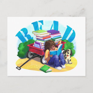 Book Wagon READ Postcard