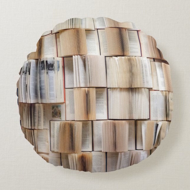 Book wall books wall decorative round pillow (Front)