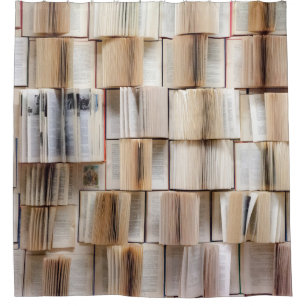 Book wall books wall decorative shower curtain