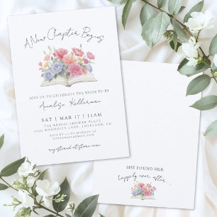 Book Watercolor Floral Bridal Shower Invitation