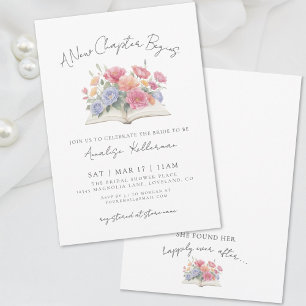 Book Watercolor Floral Bridal Shower Invitation