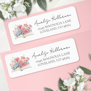 Book Watercolor Floral Bridal Shower Label