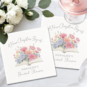 Book Watercolor Floral Bridal Shower Napkins