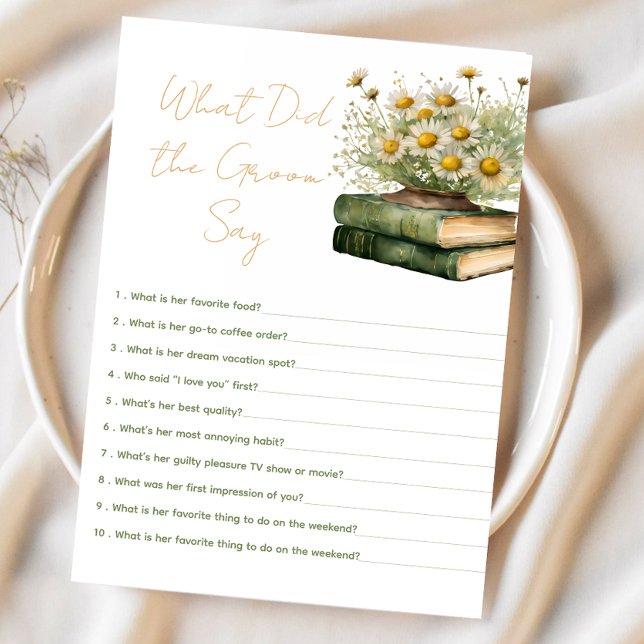 book What Did the Groom Say Bridal Shower Game Enclosure Card (Creator Uploaded)