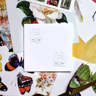 Book White Cat Purple Funny Rubber Stamp