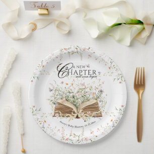 Book Wildflower A New Chapter Begin Baby Shower Paper Plates