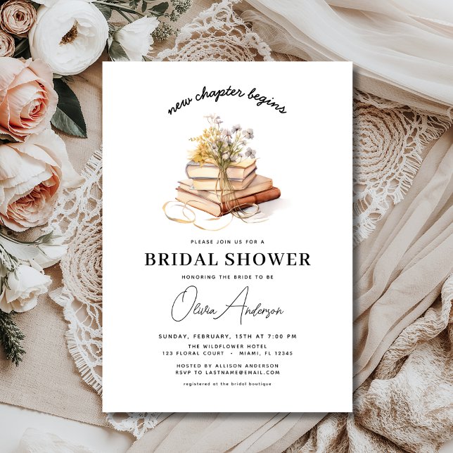 Book Wildflower New Chapter Begins  Bridal Shower Invitation (Creator Uploaded)