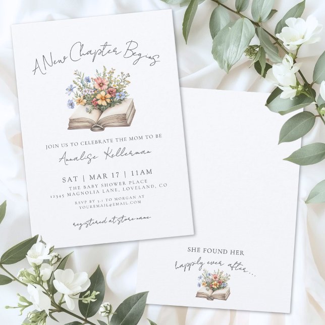 Book Wildflower New Chapter Bridal Shower Invitation (Book Wildflower New Chapter Bridal Shower Invitation)