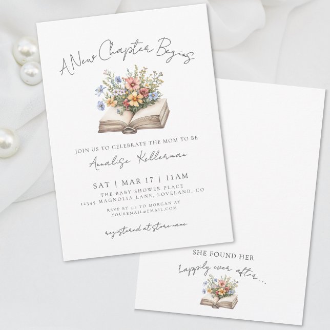 Book Wildflower New Chapter Bridal Shower Invitation (Wildflower New Chapter Book Bridal Shower Invitation)