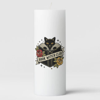 Book Witch Club Cat Logo Pillar Candle
