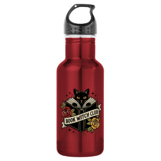 Book Witch Club Cat Logo Stainless Steel Water Bottle