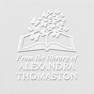 Book with Butterflies “From the library of” Name Embosser
