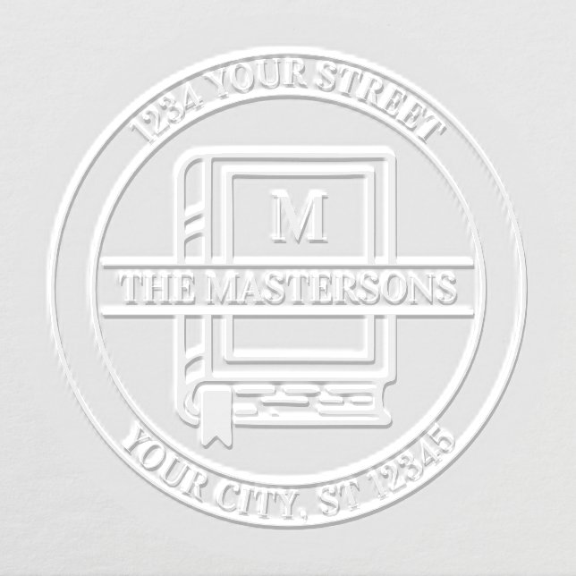 Book with Family Name Initial Return Address Embosser (Design)