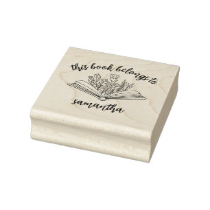 Book with Flowers This Book Belongs to Rubber Stamp