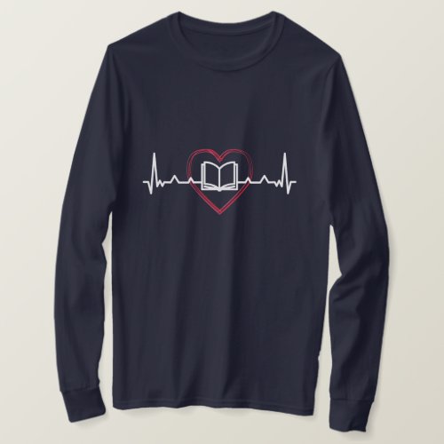 BOOK WITH HEARBEAT LINE T_Shirt