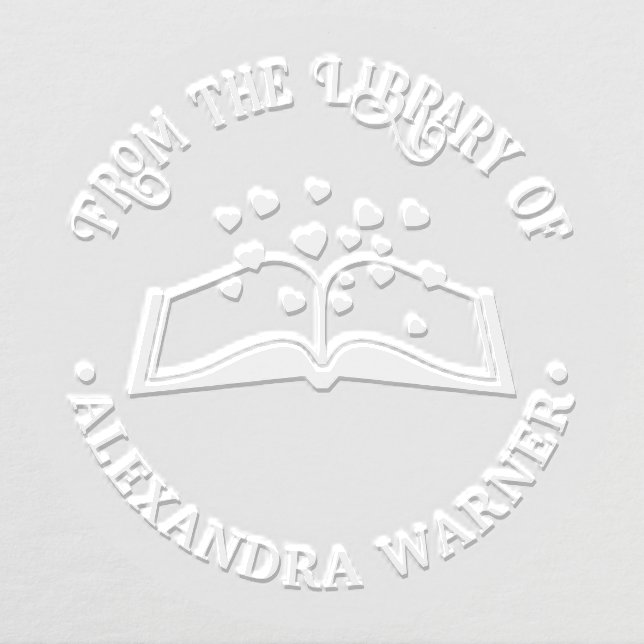 Book with Hearts #1B “From the library of” Name Embosser (Design)