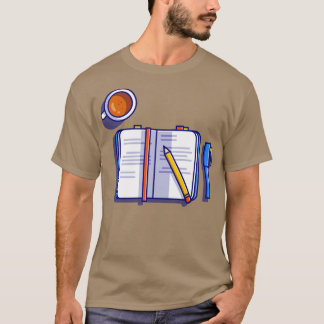 Book With Pencil Pen And Coffee T-Shirt