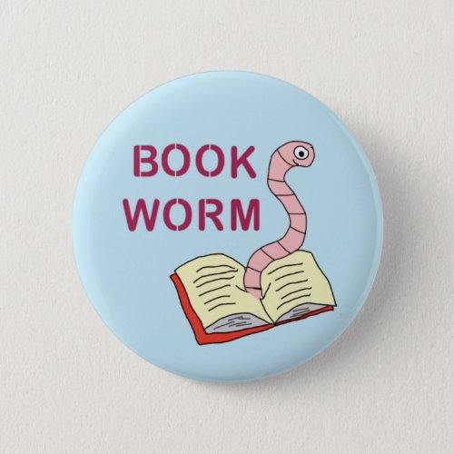 Book worm badge for book lovers avid readers button