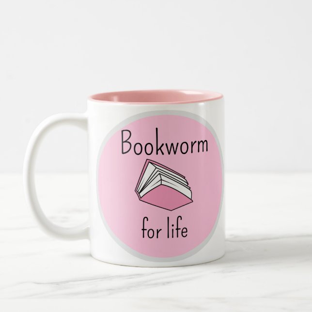 Book Worm Book Lovers Two-Tone Coffee Mug (Left)